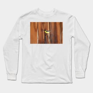 Gold Finch and Old Wooden Fence Long Sleeve T-Shirt